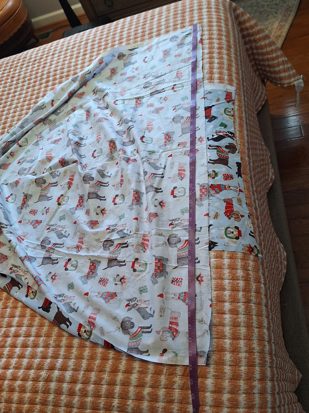 4 Yards Merry Woofmas Holiday Dog Print Light Blue Fabric
